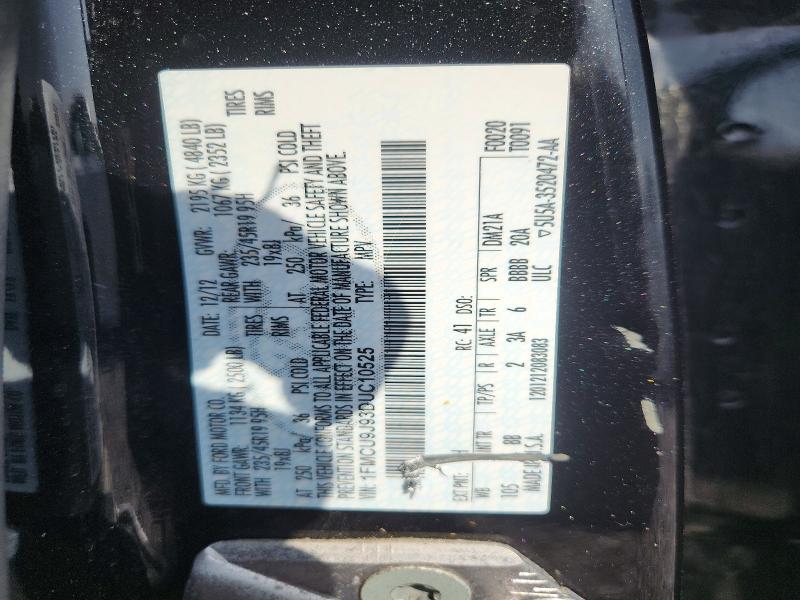 69490016 :رقم المزاد ، 1FMCU9J93DUC10525 vin ، 2013 Ford Escape مزاد بيع