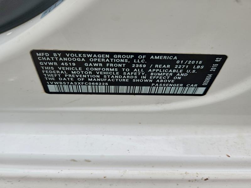 Продаж на аукціоні авто 2015 Volkswagen Passat, vin: 1VWBS7A3XFC066225, номер лоту: 68350416