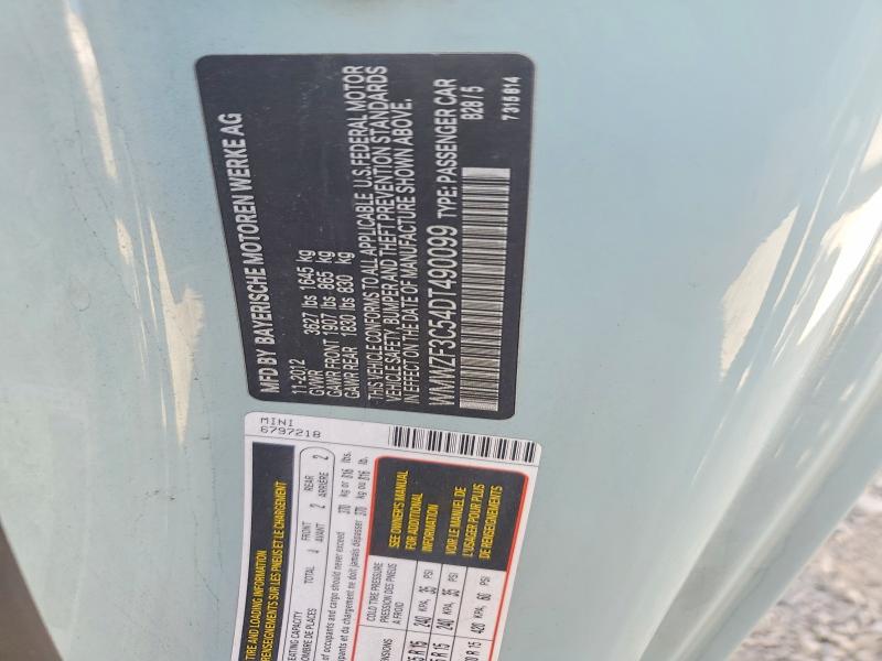 68701816 :رقم المزاد ، WMWZF3C54DT490099 vin ، 2013 Mini Cooper مزاد بيع