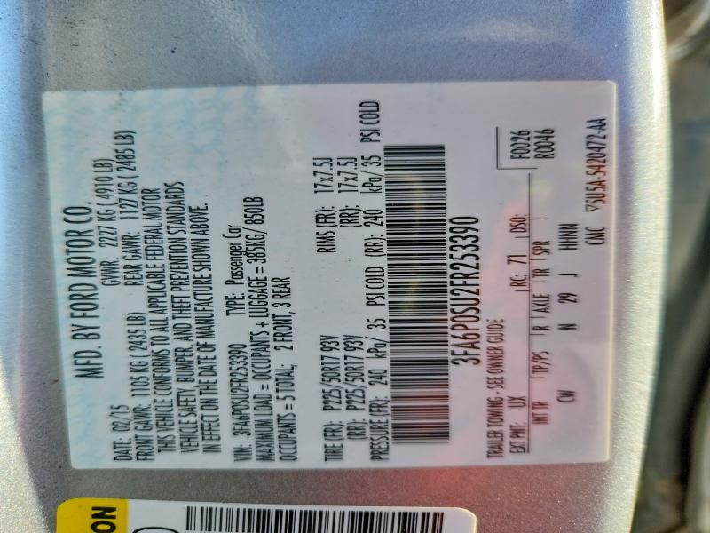 Продаж на аукціоні авто 2015 Ford Fusion, vin: 3FA6P0SU2FR253390, номер лоту: 69734216