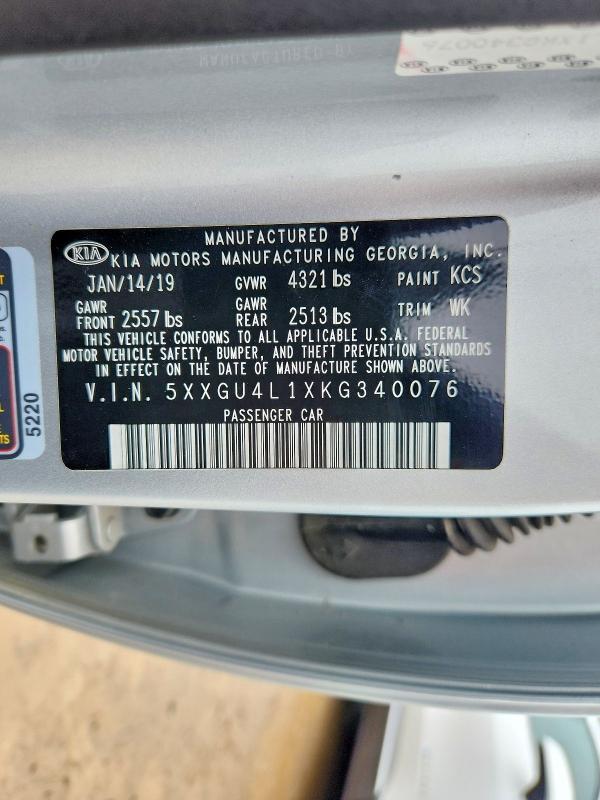 Продаж на аукціоні авто 2019 Kia Optima, vin: 5XXGU4L1XKG340076, номер лоту: 69126806