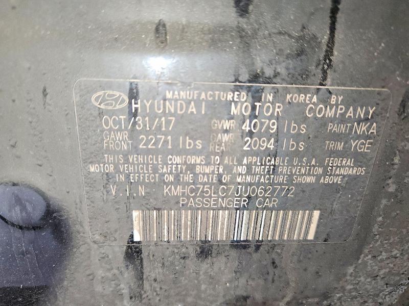 68859476 :رقم المزاد ، KMHC75LC7JU062772 vin ، 2018 Hyundai Ioniq مزاد بيع