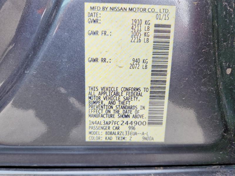 2015 Nissan Altima მანქანა იყიდება აუქციონზე, vin: 1N4AL3AP7FC244900, აუქციონის ნომერი: 68259826