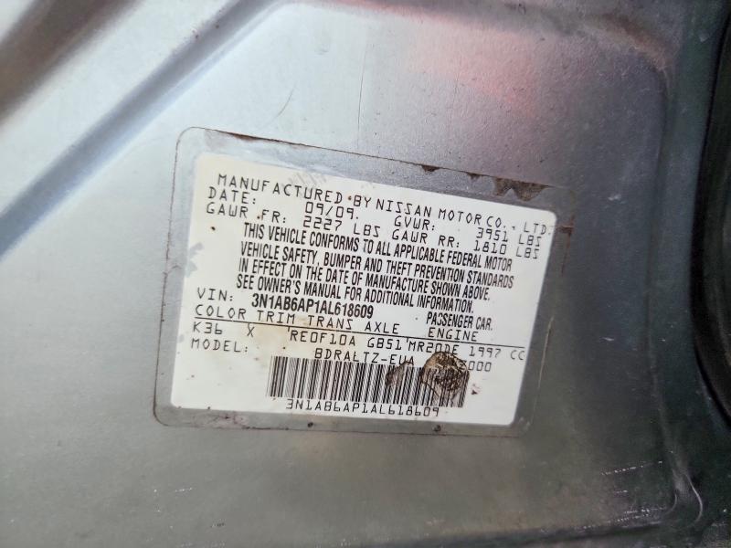 2010 Nissan Sentra მანქანა იყიდება აუქციონზე, vin: 3N1AB6AP1AL618609, აუქციონის ნომერი: 69382186