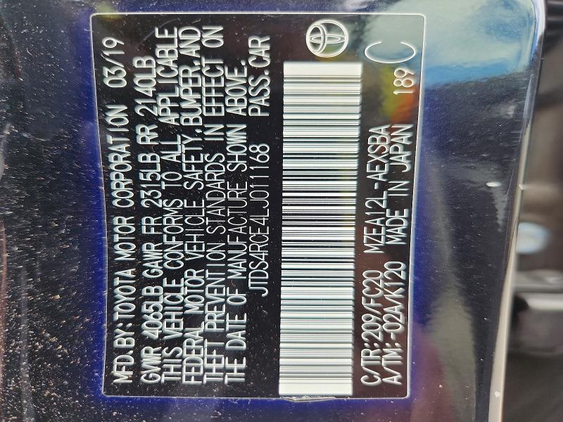 Продажа на аукционе авто 2020 Toyota Corolla, vin: JTDS4RCE4LJ011168, номер лота: 67330656