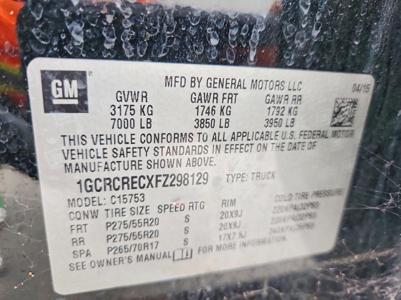 Продаж на аукціоні авто 2015 Chevrolet Silverado, vin: 1GCRCRECXFZ298129, номер лоту: 70953636