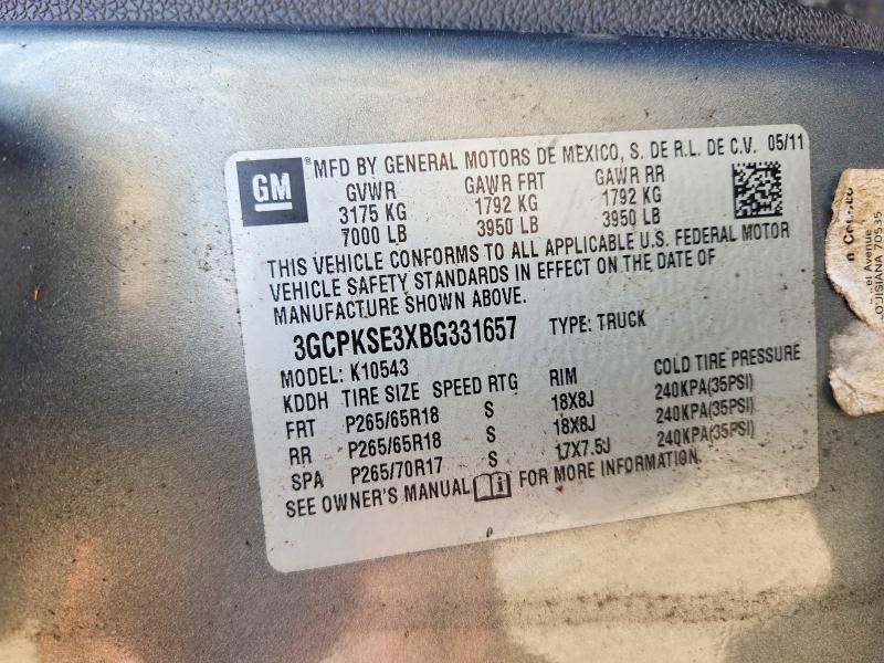 69763296 :رقم المزاد ، 3GCPKSE3XBG331657 vin ، 2011 Chevrolet Silverado مزاد بيع