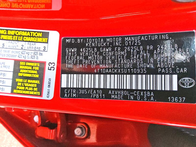 2025 Toyota Camry მანქანა იყიდება აუქციონზე, vin: 4T1DAACKXSU110935, აუქციონის ნომერი: 67018326