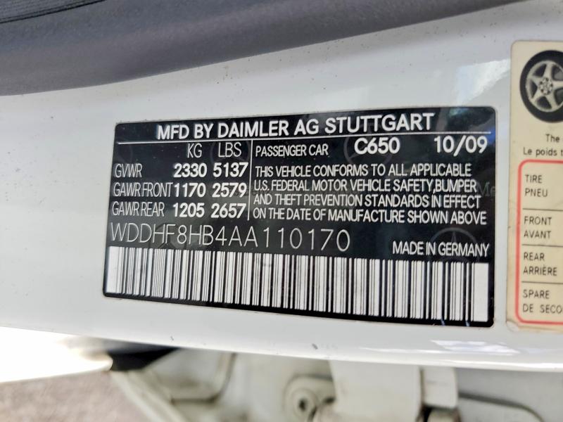 2010 Mercedes-benz E მანქანა იყიდება აუქციონზე, vin: WDDHF8HB4AA110170, აუქციონის ნომერი: 69993546
