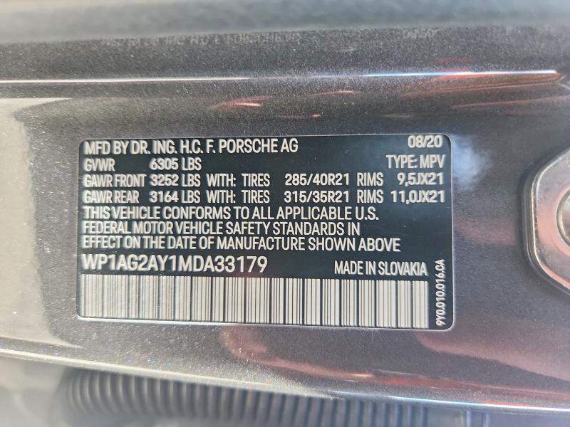 Aukcja sprzedaży 2021 Porsche Cayenne, vin: WP1AG2AY1MDA33179, numer aukcji: 71203846