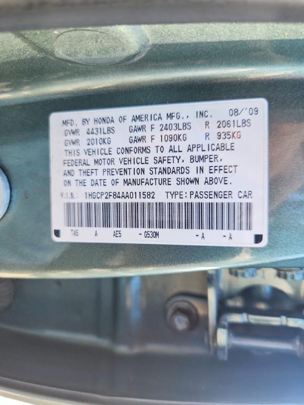 Продажа на аукционе авто 2010 Honda Accord, vin: 1HGCP2F84AA011582, номер лота: 67971396
