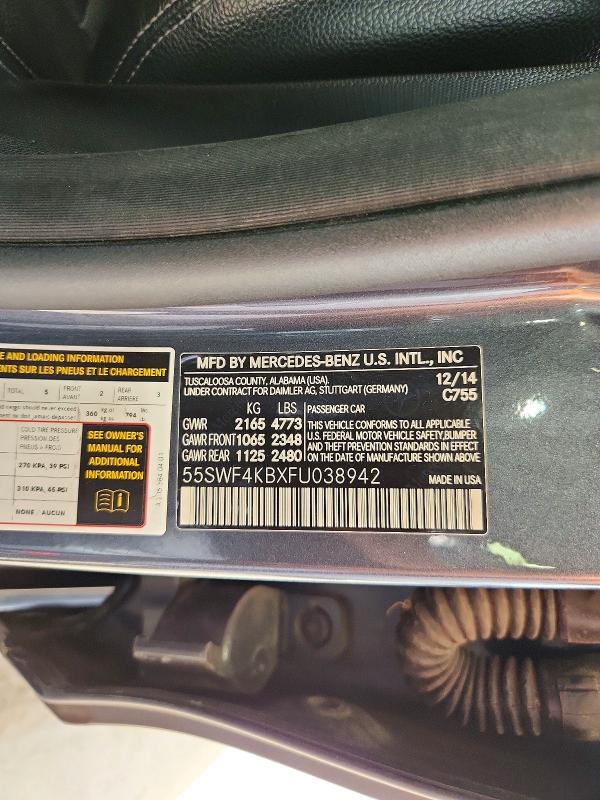 2015 Mercedes-benz C მანქანა იყიდება აუქციონზე, vin: 55SWF4KBXFU038942, აუქციონის ნომერი: 71254756