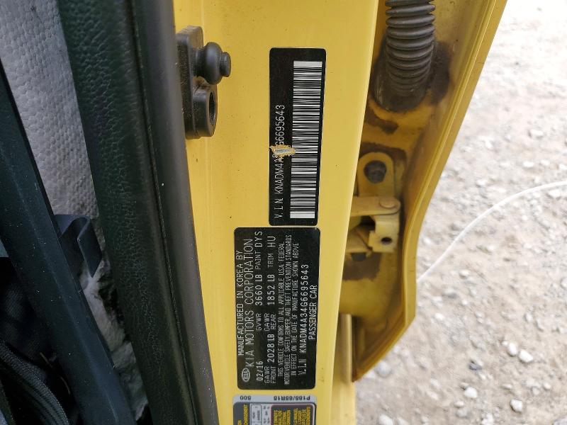 69243496 :رقم المزاد ، KNADM4A34G6695643 vin ، 2016 Kia Rio مزاد بيع