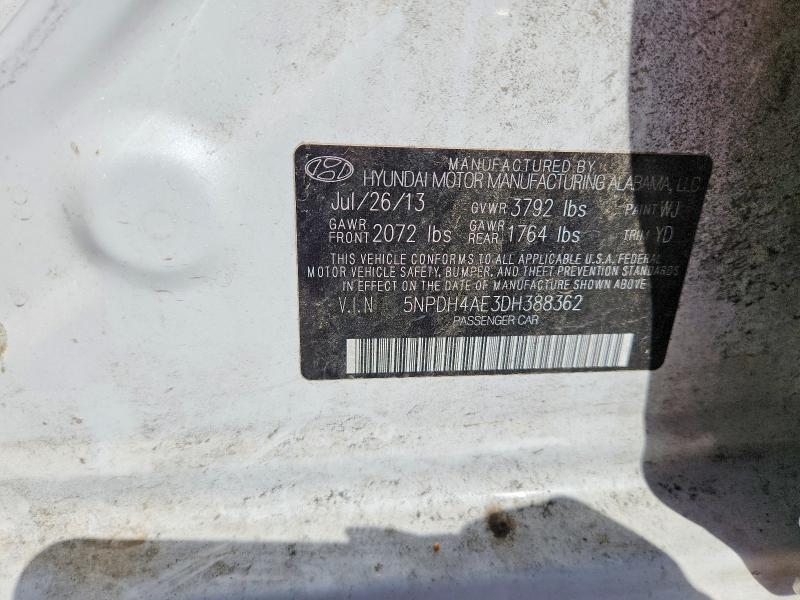 2013 Hyundai Elantra მანქანა იყიდება აუქციონზე, vin: 5NPDH4AE3DH388362, აუქციონის ნომერი: 66280646