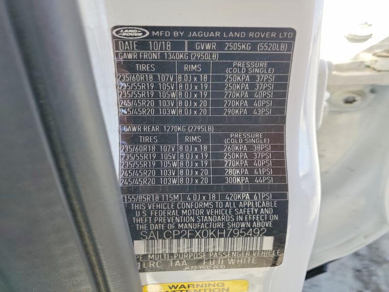 2019 Land Rover Discovery Sport მანქანა იყიდება აუქციონზე, vin: SALCP2FX0KH795492, აუქციონის ნომერი: 69407786