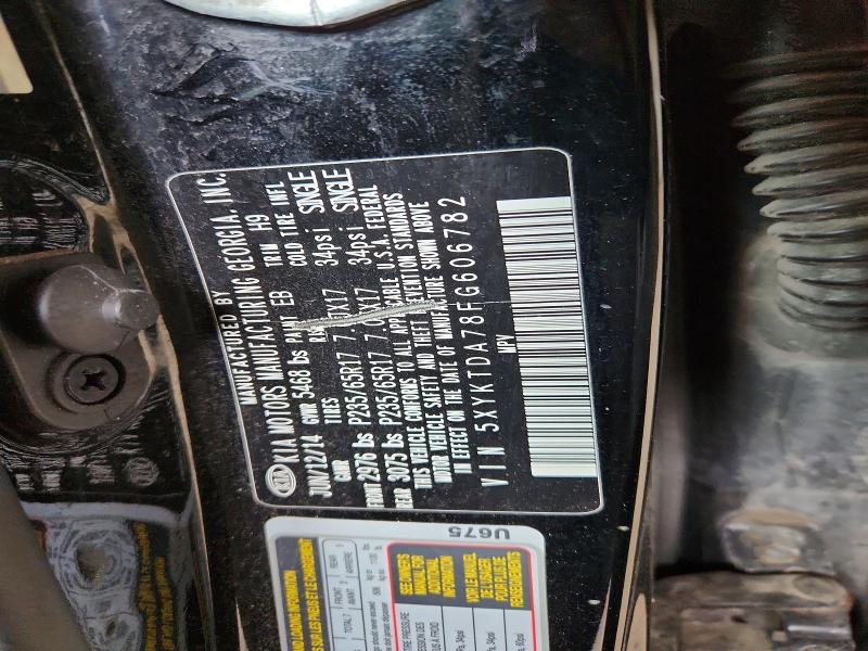 68603106 :رقم المزاد ، 5XYKTDA78FG606782 vin ، 2015 Kia Sorento مزاد بيع