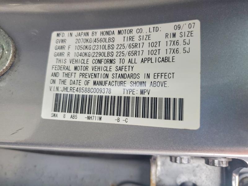 Auction sale of the 2008 Honda Cr-v, vin: JHLRE48588C009378, lot number: 71046786