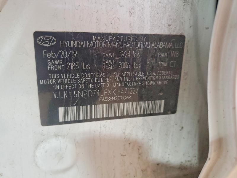 2019 Hyundai Elantra მანქანა იყიდება აუქციონზე, vin: 5NPD74LFXKH471227, აუქციონის ნომერი: 68697756