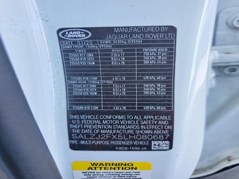 Продажа на аукционе авто 2020 Land Rover Range Rover Evoque, vin: SALZJ2FX5LH080687, номер лота: 68359306
