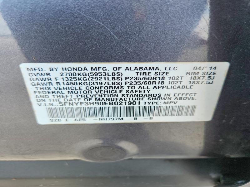 Продажа на аукционе авто 2014 Honda Pilot, vin: 5FNYF3H90EB021901, номер лота: 70493506