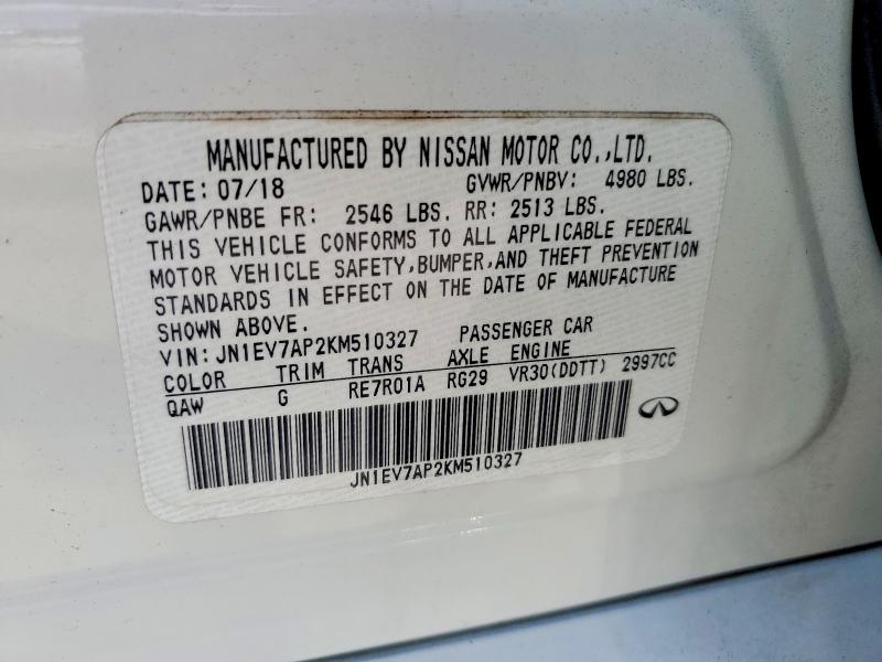 Aukcja sprzedaży 2019 Infiniti Q50, vin: JN1EV7AP2KM510327, numer aukcji: 69694156