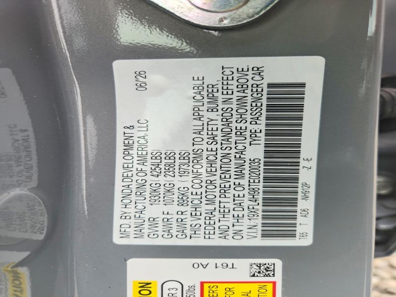 Продаж на аукціоні авто 2026 Honda Civic, vin: 19XFL4H98TE020035, номер лоту: 67562286