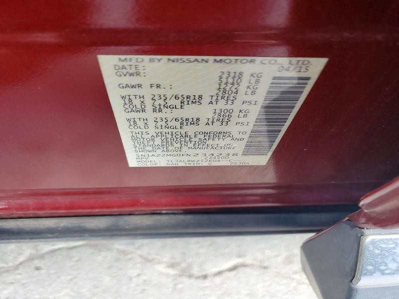 2015 Nissan Murano მანქანა იყიდება აუქციონზე, vin: 5N1AZ2MG0FN234238, აუქციონის ნომერი: 68658296