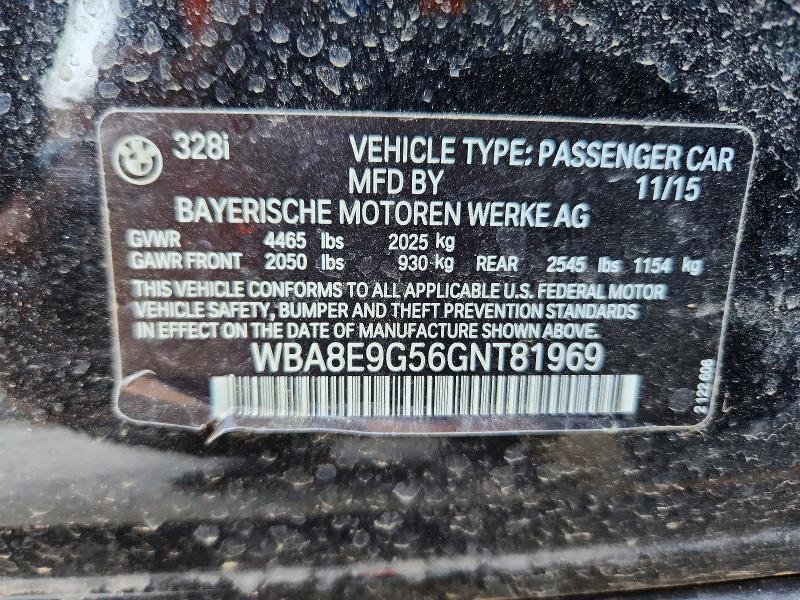 Продаж на аукціоні авто 2016 Bmw 328, vin: WBA8E9G56GNT81969, номер лоту: 69012726