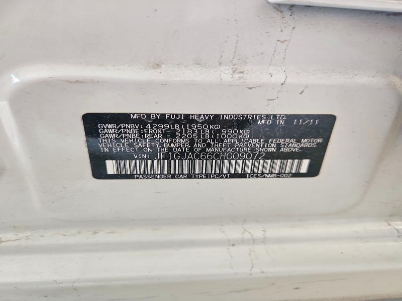 Aukcja sprzedaży 2012 Subaru Impreza, vin: JF1GJAC66CH009072, numer aukcji: 69396576