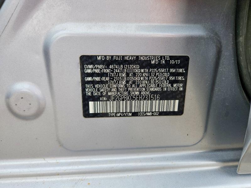 2014 Subaru Xv Crosstrek მანქანა იყიდება აუქციონზე, vin: JF2GPBKC5EH231516, აუქციონის ნომერი: 68359716