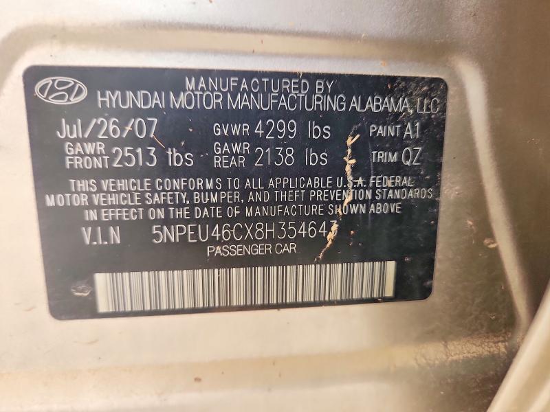 2008 Hyundai Sonata მანქანა იყიდება აუქციონზე, vin: 5NPEU46CX8H354643, აუქციონის ნომერი: 69052086