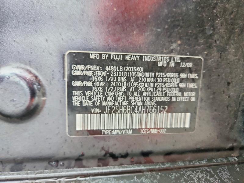 Продажа на аукционе авто 2010 Subaru Forester, vin: JF2SH6BC4AH766152, номер лота: 70336286