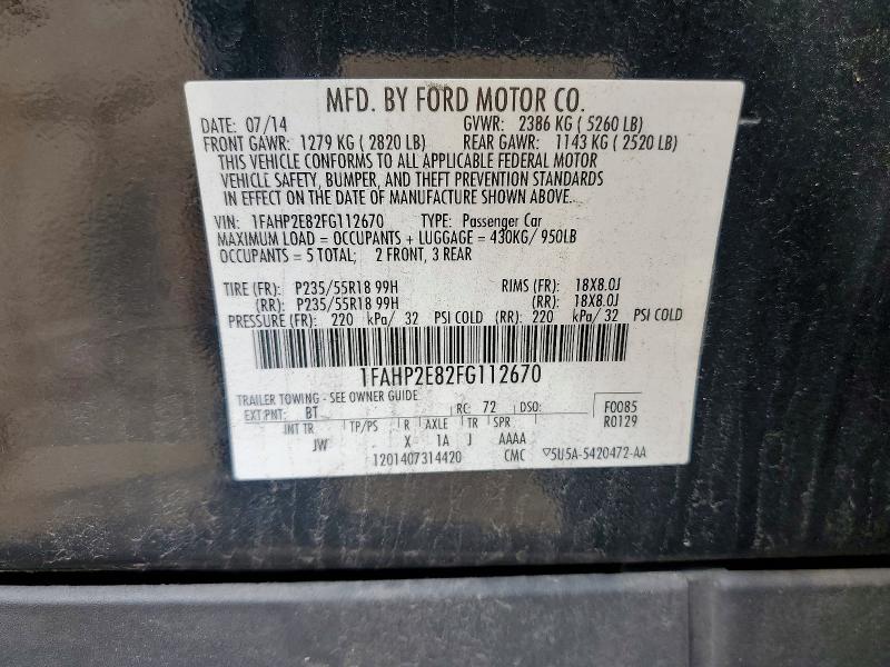 Продажа на аукционе авто 2015 Ford Taurus, vin: 1FAHP2E82FG112670, номер лота: 69684366