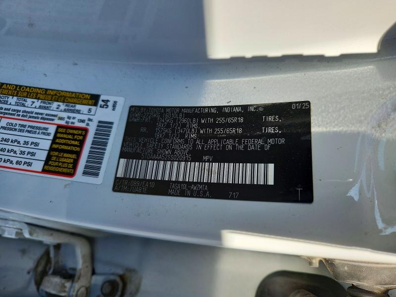 Aukcja sprzedaży 2025 Toyota Grand Highlander, vin: 5TDAAAA52SS020915, numer aukcji: 67217866