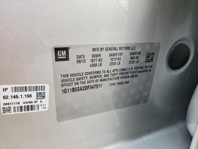 67813026 :رقم المزاد ، 1G11B5SA2DF347911 vin ، 2013 Chevrolet Malibu مزاد بيع