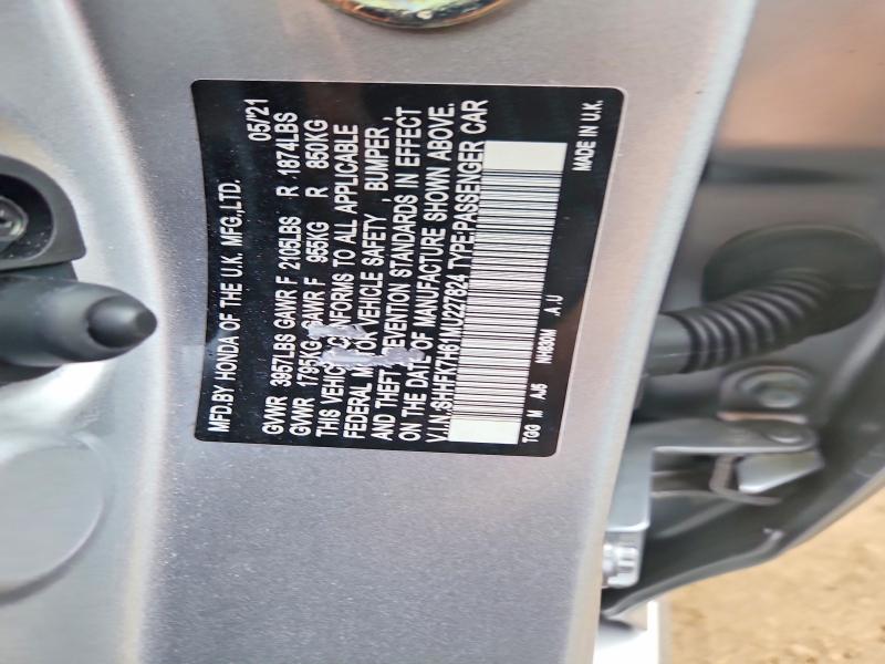Auction sale of the 2021 Honda Civic, vin: SHHFK7H61MU227824, lot number: 68850056