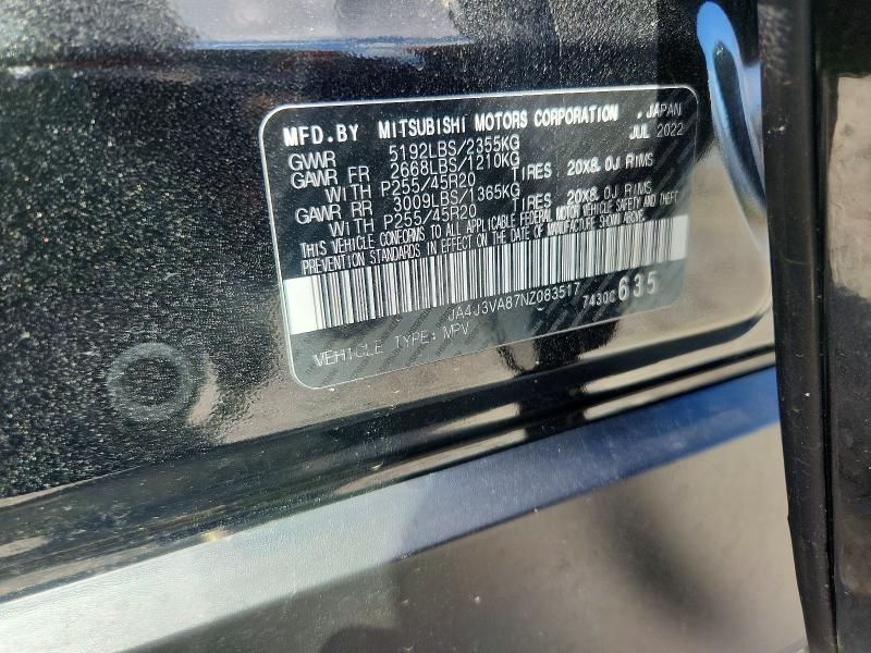 67836726 :رقم المزاد ، JA4J3VA87NZ083517 vin ، 2022 Mitsubishi Outlander مزاد بيع