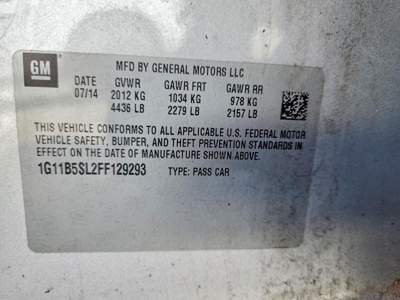 Aukcja sprzedaży 2015 Chevrolet Malibu, vin: 1G11B5SL2FF129293, numer aukcji: 67160476