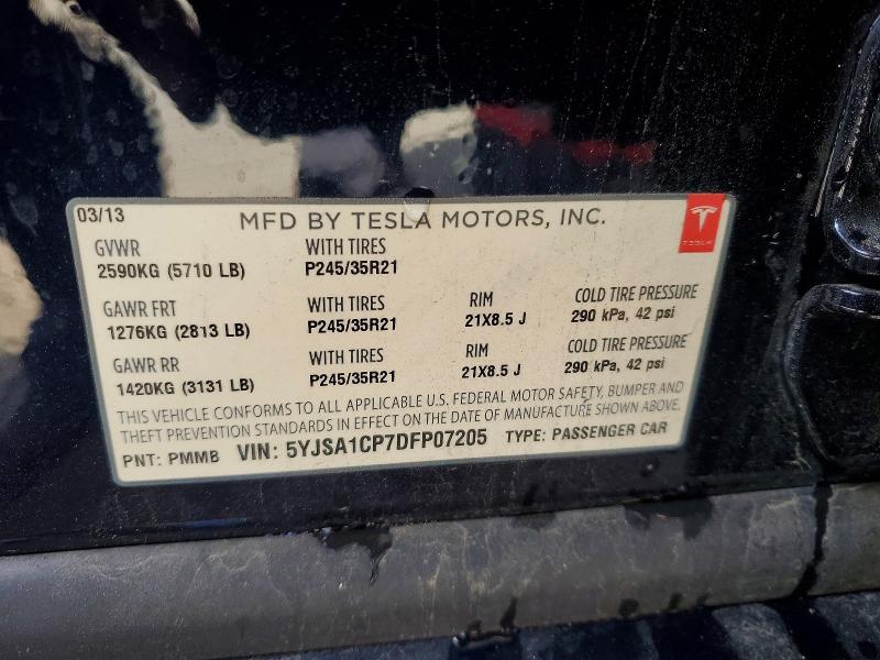 Продаж на аукціоні авто 2013 Tesla Model S, vin: 5YJSA1CP7DFP07205, номер лоту: 67851306