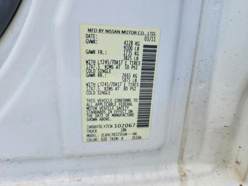 67387646 :رقم المزاد ، 1N6BF0LY7CN102067 vin ، 2012 Nissan Nv مزاد بيع