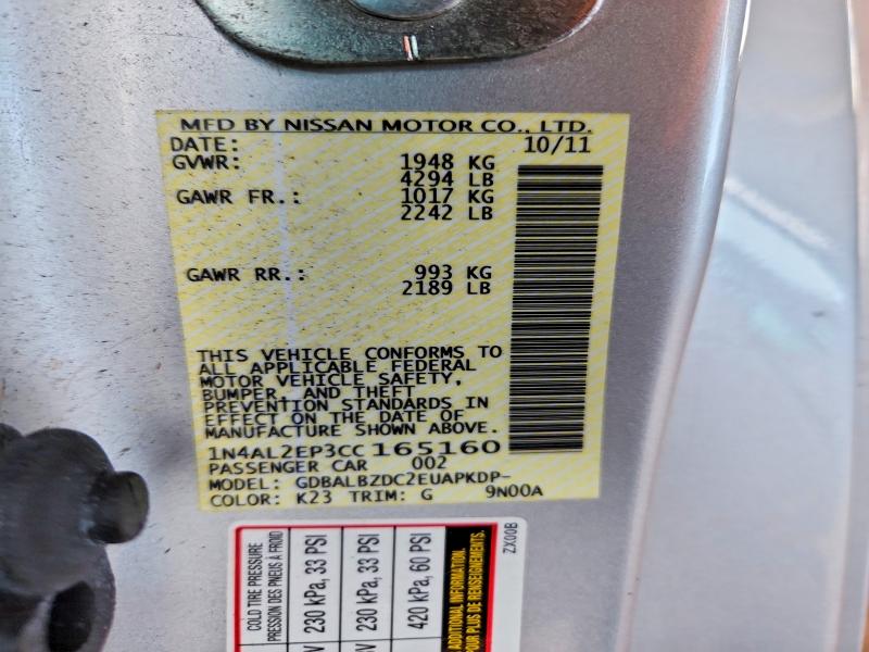 69819836 :رقم المزاد ، 1N4AL2EP3CC165160 vin ، 2012 Nissan Altima مزاد بيع