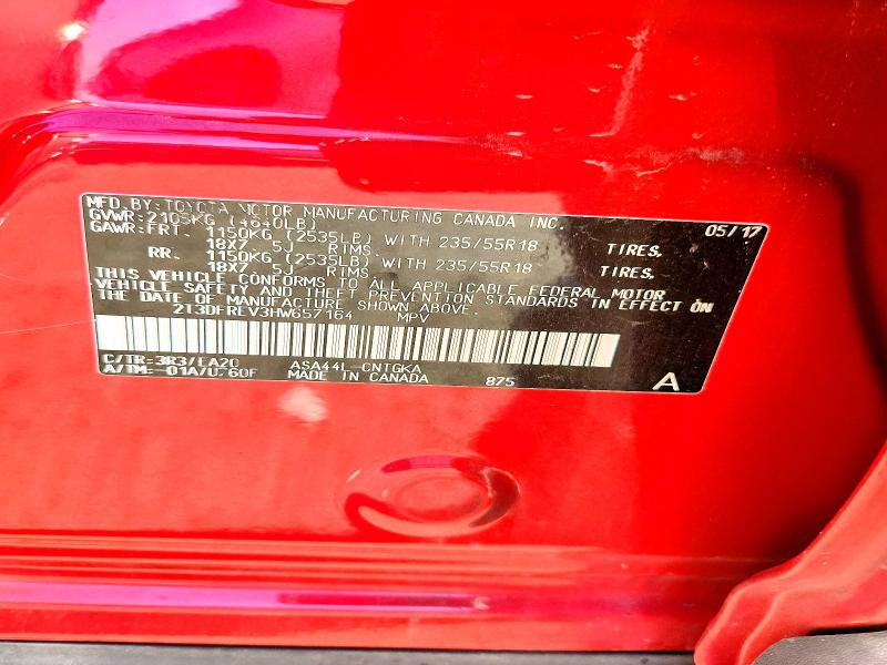 68010986 :رقم المزاد ، 2T3DFREV3HW657164 vin ، 2017 Toyota Rav4 مزاد بيع