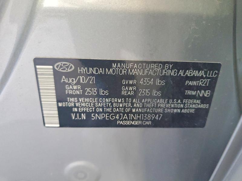 Aukcja sprzedaży 2022 Hyundai Sonata, vin: 5NPEG4JA1NH138947, numer aukcji: 66972066