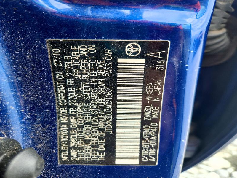Aukcja sprzedaży 2010 Toyota Prius, vin: JTDKN3DU3A0210621, numer aukcji: 69999846