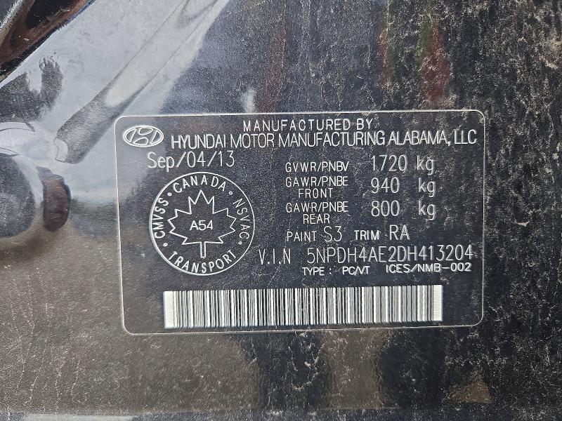 2013 Hyundai Elantra მანქანა იყიდება აუქციონზე, vin: 5NPDH4AE2DH413204, აუქციონის ნომერი: 65925346