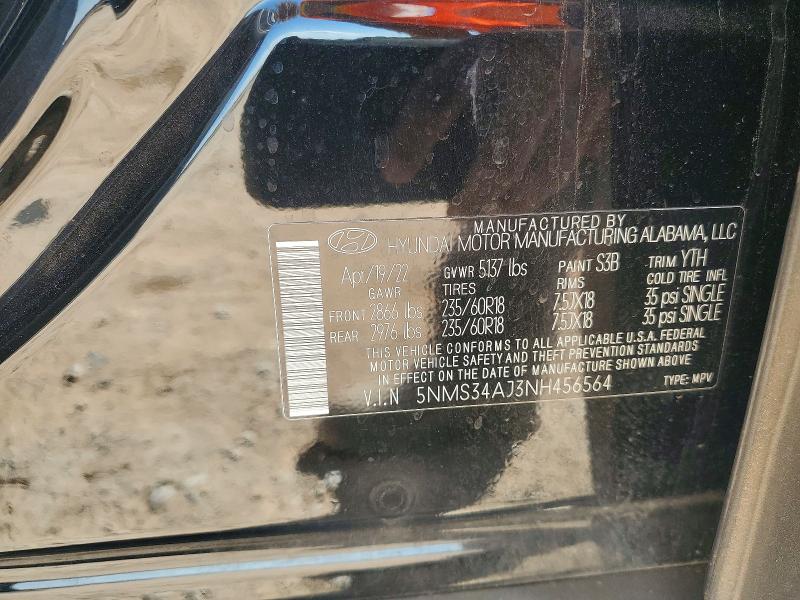 Продаж на аукціоні авто 2022 Hyundai Santa Fe, vin: 5NMS34AJ3NH456564, номер лоту: 67294576