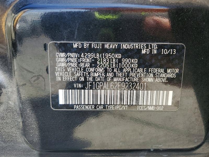 2014 Subaru Impreza მანქანა იყიდება აუქციონზე, vin: JF1GPAL62E9232401, აუქციონის ნომერი: 70331076