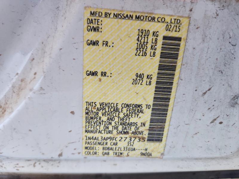 Продаж на аукціоні авто 2015 Nissan Altima, vin: 1N4AL3AP9FC273735, номер лоту: 67433596