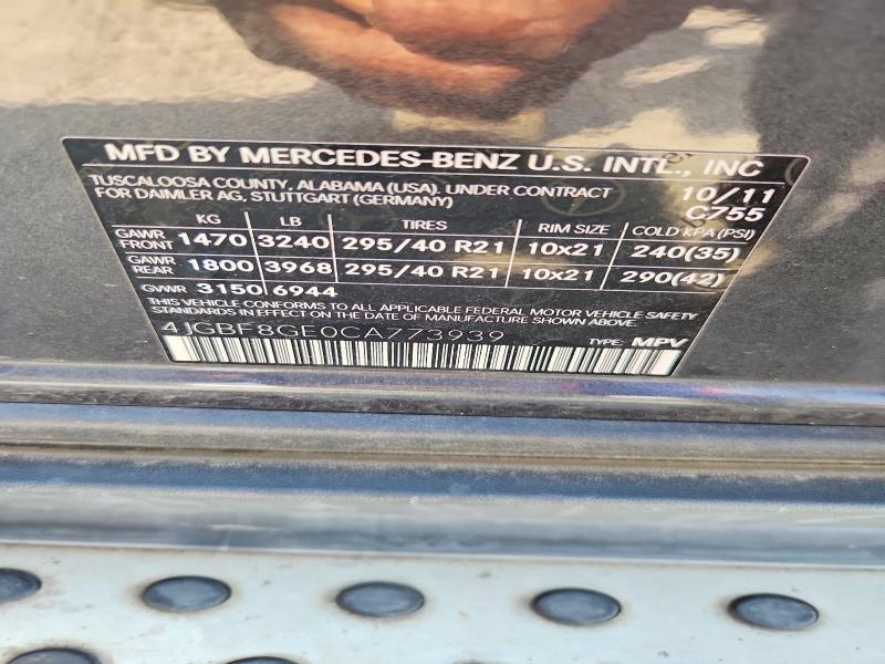 Продажа на аукционе авто 2012 Mercedes-benz Gl, vin: 4JGBF8GE0CA773939, номер лота: 70642746