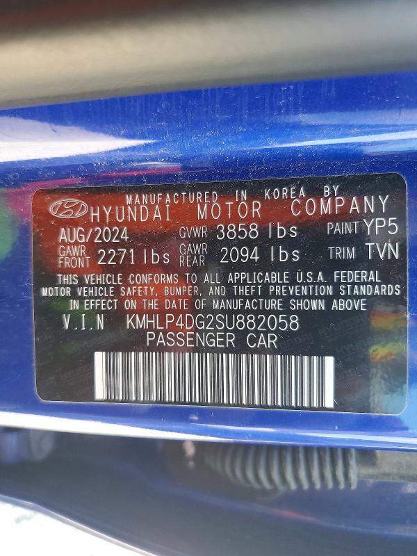Aukcja sprzedaży 2025 Hyundai Elantra, vin: KMHLP4DG2SU882058, numer aukcji: 69931306